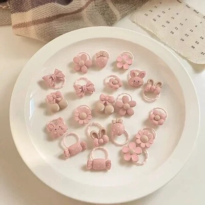 20 vnt. Mergaičių plaukų aksesuarai Mieli animaciniai plaukų juostelės Bandeau Cheveux Scrunchies Korėjietiška elastinga plaukų juosta Vaikų guminės juostelės Dovana