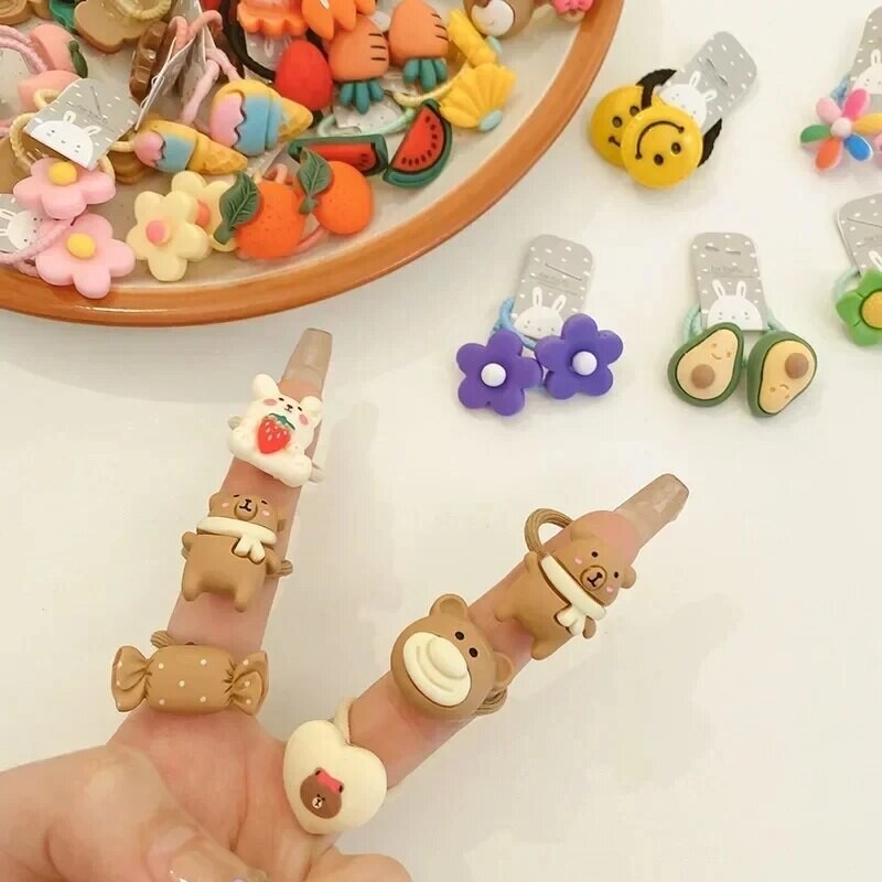 20 vnt. Mergaičių plaukų aksesuarai Mieli animaciniai plaukų juostelės Bandeau Cheveux Scrunchies Korėjietiška elastinga plaukų juosta Vaikų guminės juostelės Dovana