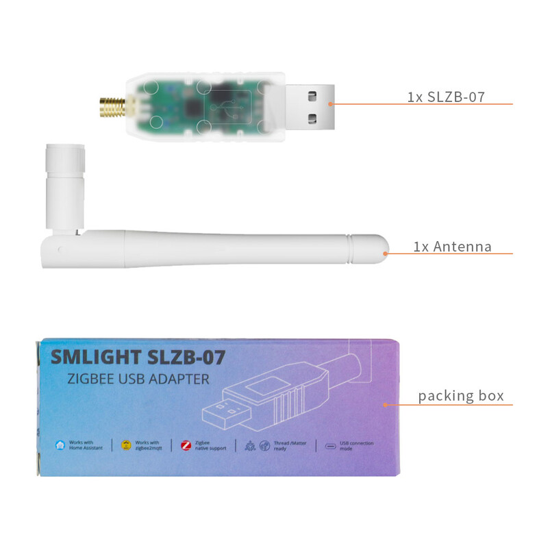 SMLIGHT SLZB-07 Zigbee 3.0 Smallest Thread/Matter USB Adapter λειτουργεί με Zigbee2MQTT, ZHA, Home Assistant