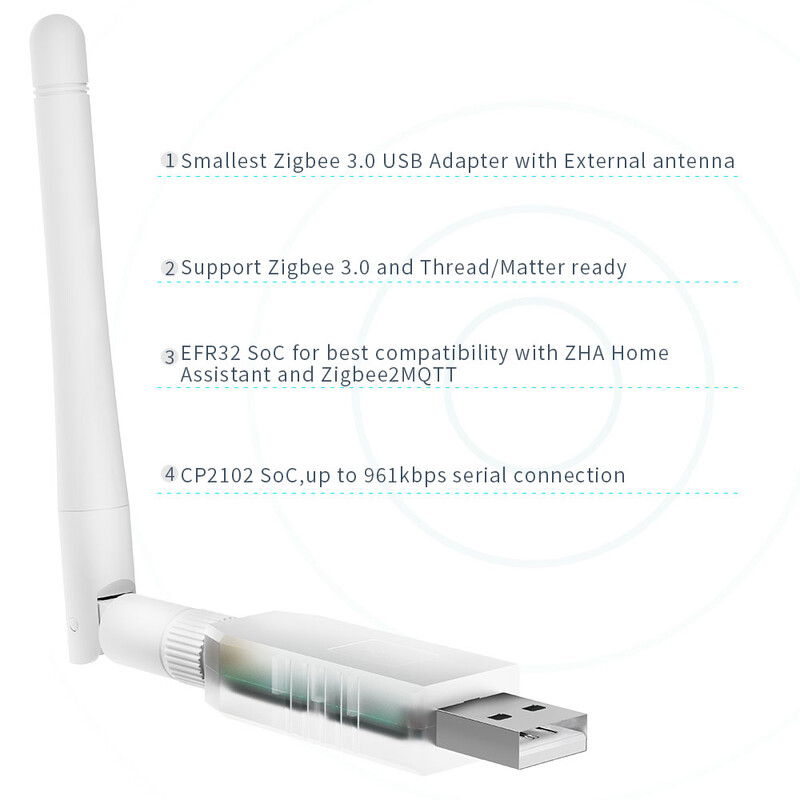 SMLIGHT SLZB-07 Zigbee 3.0 Smallest Thread/Matter USB Adapter λειτουργεί με Zigbee2MQTT, ZHA, Home Assistant
