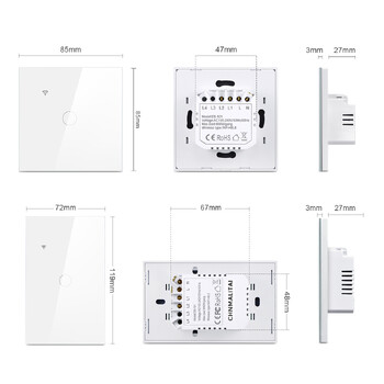 Homekit Интелигентен WiFi превключвател Сензор за докосване Стенни ключове за осветление Smart Home Приложение Siri Control за Apple Homekit НЕ изисква неутрален кабел