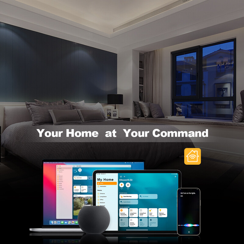 Homekit viedais WiFi slēdzis skārienjutīgs sienas gaismas slēdži Smart Home App Siri vadība Apple Homekit, nav nepieciešams neitrāls vads