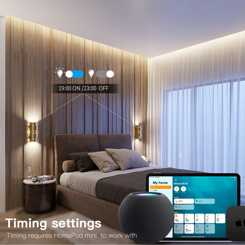 Homekit viedais WiFi slēdzis skārienjutīgs sienas gaismas slēdži Smart Home App Siri vadība Apple Homekit, nav nepieciešams neitrāls vads