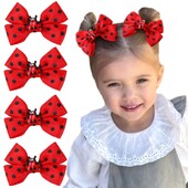 ncmama 2vnt Kawaii Ladybug plaukų segtukas Ladybird Bow plaukų segtukas mergaitei mielas juodų taškelių raštas barrettes galvos apdangalai plaukų priedai