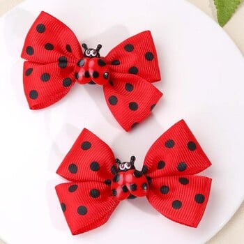 ncmama 2 τμχ Κλιπ μαλλιών Kawaii Ladybug Φουρκέτα πασχαλίτσας για μωρό για κοριτσάκι Χαριτωμένα μαύρες κουκκίδες εκτύπωση Barrettes Αξεσουάρ για τα μαλλιά