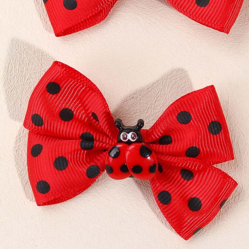 ncmama 2vnt Kawaii Ladybug plaukų segtukas Ladybird Bow plaukų segtukas mergaitei mielas juodų taškelių raštas barrettes galvos apdangalai plaukų priedai