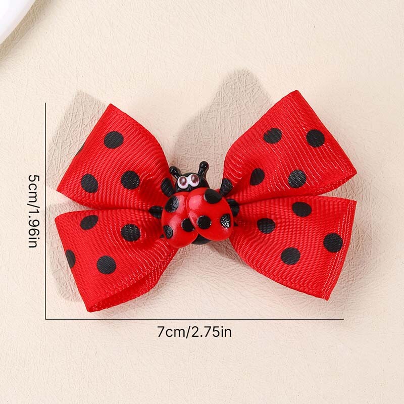 ncmama 2vnt Kawaii Ladybug plaukų segtukas Ladybird Bow plaukų segtukas mergaitei mielas juodų taškelių raštas barrettes galvos apdangalai plaukų priedai
