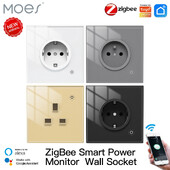MOES ZigBee intelligens fali aljzat, üvegpanel konnektor, tápellátás monitor, tuya vezeték nélküli vezérlőháló időzítővel, Alexa Google Home voice EU