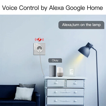 MOES ZigBee Smart Wall Socket, Glass Panel Outlet, Power Monitor, tuya Wireless Control Mesh с таймер, Alexa Google Home voice EU