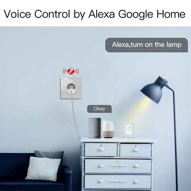 MOES ZigBee intelligens fali aljzat, üvegpanel konnektor, tápellátás monitor, tuya vezeték nélküli vezérlőháló időzítővel, Alexa Google Home voice EU