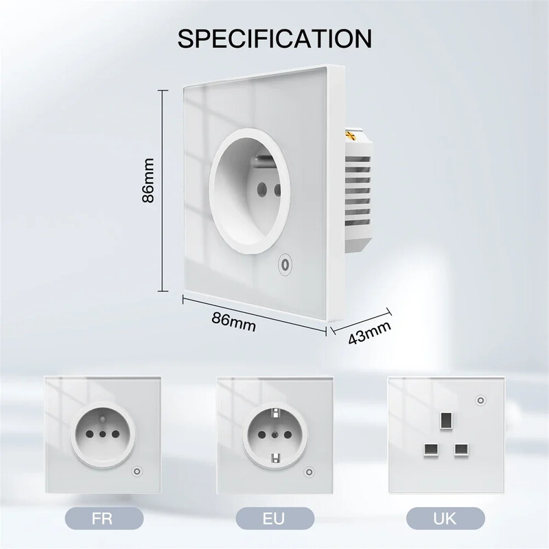 MOES ZigBee intelligens fali aljzat, üvegpanel konnektor, tápellátás monitor, tuya vezeték nélküli vezérlőháló időzítővel, Alexa Google Home voice EU