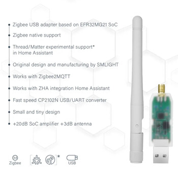 SMLIGHT SLZB-07/07p7/07p10 Smallest Thread/Matter USB Zigbee 3.0 Adapter Coordinator Work with Zigbee2MQTT, Home Assistant, ZHC