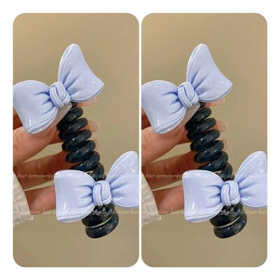 Двойна пеперуда~Младо момиче Въже за глава на пеперуда Дамско висококачествено усещане за украшение за коса с конска опашка I Телефонна линия Примка за коса Лято