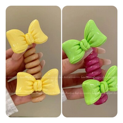 Двойна пеперуда~Младо момиче Въже за глава на пеперуда Дамско висококачествено усещане за украшение за коса с конска опашка I Телефонна линия Примка за коса Лято