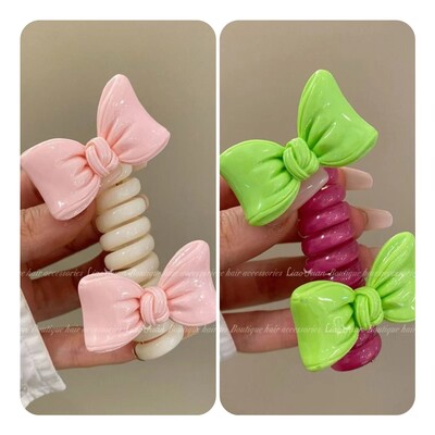 Двойна пеперуда~Младо момиче Въже за глава на пеперуда Дамско висококачествено усещане за украшение за коса с конска опашка I Телефонна линия Примка за коса Лято