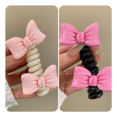 Двойна пеперуда~Младо момиче Въже за глава на пеперуда Дамско висококачествено усещане за украшение за коса с конска опашка I Телефонна линия Примка за коса Лято