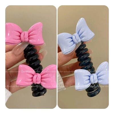 Двойна пеперуда~Младо момиче Въже за глава на пеперуда Дамско висококачествено усещане за украшение за коса с конска опашка I Телефонна линия Примка за коса Лято