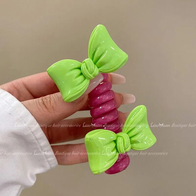 Двойна пеперуда~Младо момиче Въже за глава на пеперуда Дамско висококачествено усещане за украшение за коса с конска опашка I Телефонна линия Примка за коса Лято