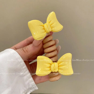 Двойна пеперуда~Младо момиче Въже за глава на пеперуда Дамско висококачествено усещане за украшение за коса с конска опашка I Телефонна линия Примка за коса Лято