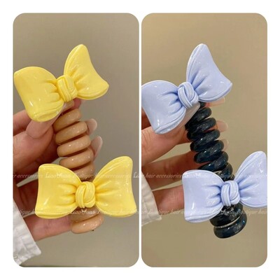 Двойна пеперуда~Младо момиче Въже за глава на пеперуда Дамско висококачествено усещане за украшение за коса с конска опашка I Телефонна линия Примка за коса Лято