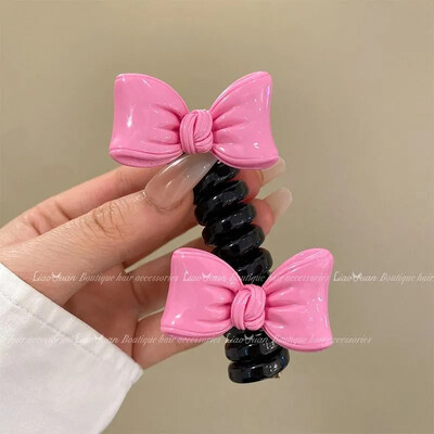 Двойна пеперуда~Младо момиче Въже за глава на пеперуда Дамско висококачествено усещане за украшение за коса с конска опашка I Телефонна линия Примка за коса Лято