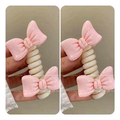 Двойна пеперуда~Младо момиче Въже за глава на пеперуда Дамско висококачествено усещане за украшение за коса с конска опашка I Телефонна линия Примка за коса Лято