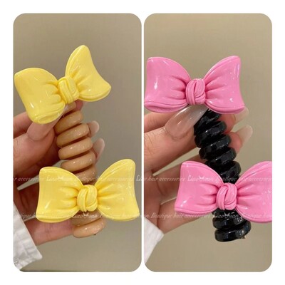 Двойна пеперуда~Младо момиче Въже за глава на пеперуда Дамско висококачествено усещане за украшение за коса с конска опашка I Телефонна линия Примка за коса Лято