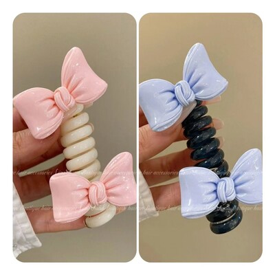 Двойна пеперуда~Младо момиче Въже за глава на пеперуда Дамско висококачествено усещане за украшение за коса с конска опашка I Телефонна линия Примка за коса Лято