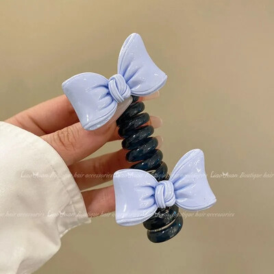 Двойна пеперуда~Младо момиче Въже за глава на пеперуда Дамско висококачествено усещане за украшение за коса с конска опашка I Телефонна линия Примка за коса Лято