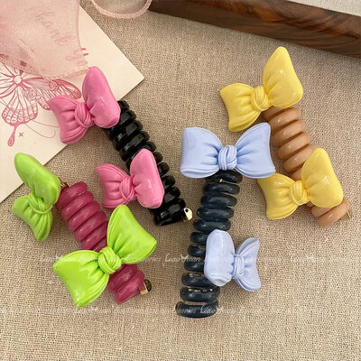 Двойна пеперуда~Младо момиче Въже за глава на пеперуда Дамско висококачествено усещане за украшение за коса с конска опашка I Телефонна линия Примка за коса Лято