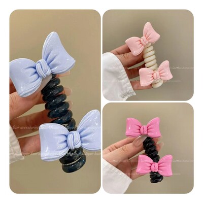 Двойна пеперуда~Младо момиче Въже за глава на пеперуда Дамско висококачествено усещане за украшение за коса с конска опашка I Телефонна линия Примка за коса Лято