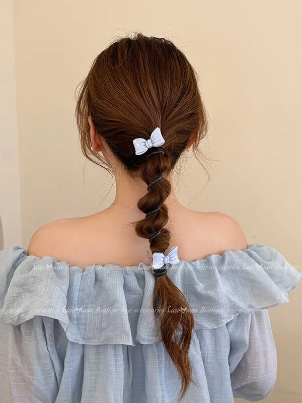 Двойна пеперуда~Младо момиче Въже за глава на пеперуда Дамско висококачествено усещане за украшение за коса с конска опашка I Телефонна линия Примка за коса Лято