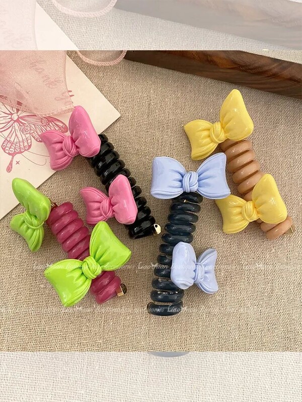 Двойна пеперуда~Младо момиче Въже за глава на пеперуда Дамско висококачествено усещане за украшение за коса с конска опашка I Телефонна линия Примка за коса Лято