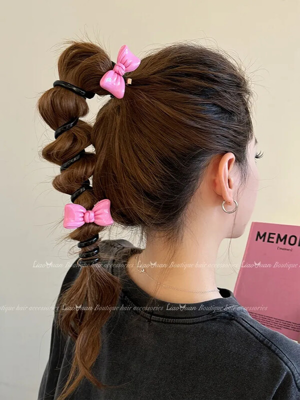 Двойна пеперуда~Младо момиче Въже за глава на пеперуда Дамско висококачествено усещане за украшение за коса с конска опашка I Телефонна линия Примка за коса Лято