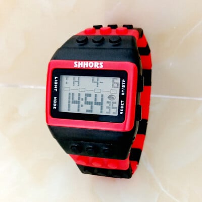 SHHORS Stavebné bloky Rainbow DIY Digitálne elektronické Dámske Pánske Študentské Veľké Dievčenské Chlapčenské Hodiny Budík Športové Náramkové Hodinky Darček