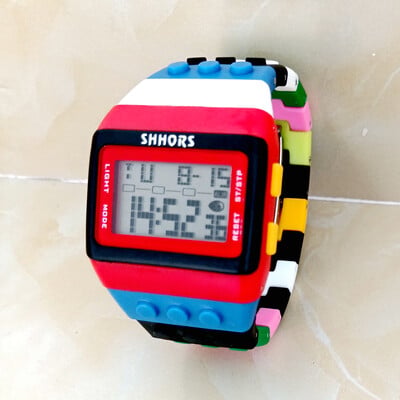 SHHORS Stavebné bloky Rainbow DIY Digitálne elektronické Dámske Pánske Študentské Veľké Dievčenské Chlapčenské Hodiny Budík Športové Náramkové Hodinky Darček