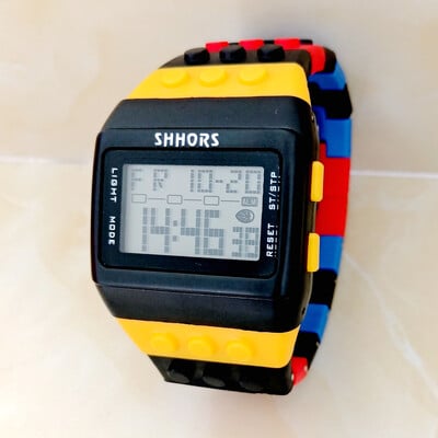SHHORS Stavebné bloky Rainbow DIY Digitálne elektronické Dámske Pánske Študentské Veľké Dievčenské Chlapčenské Hodiny Budík Športové Náramkové Hodinky Darček