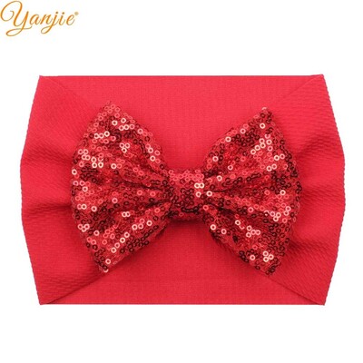 2024 Nové jarné 5" flitrované mašle do vlasov Čelenka z vaflovej látky Mäkké elastické vlasové pásky DIY Dievčenské vlasové doplnky Mujer Headwrap