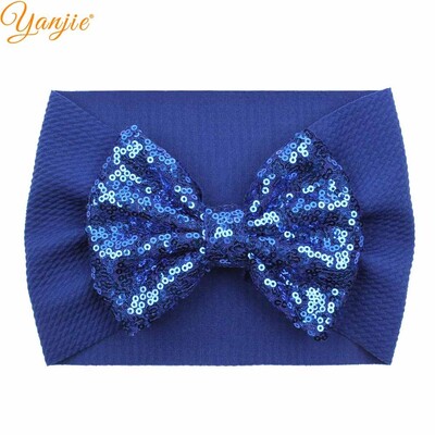 2024 Nové jarné 5" flitrované mašle do vlasov Čelenka z vaflovej látky Mäkké elastické vlasové pásky DIY Dievčenské vlasové doplnky Mujer Headwrap