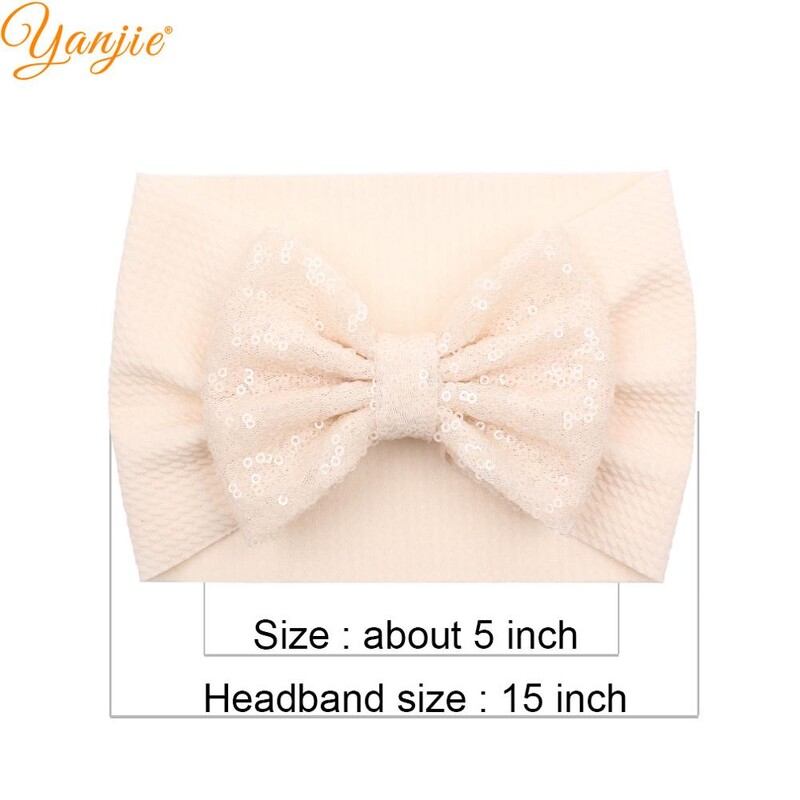 2024 Nové jarné 5" flitrované mašle do vlasov Čelenka z vaflovej látky Mäkké elastické vlasové pásky DIY Dievčenské vlasové doplnky Mujer Headwrap