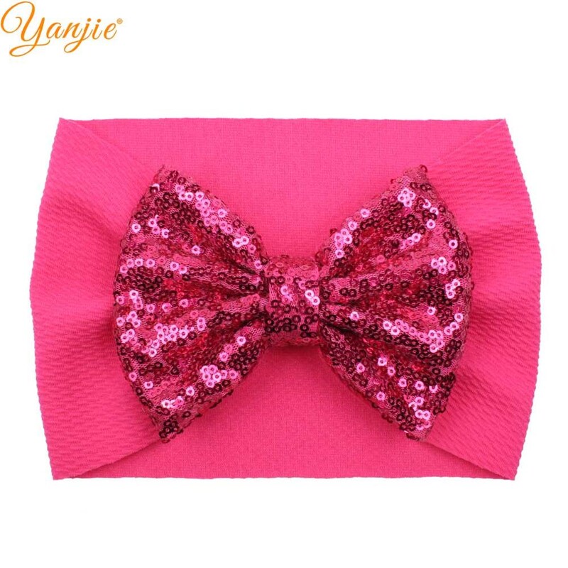 2024 Nové jarné 5" flitrované mašle do vlasov Čelenka z vaflovej látky Mäkké elastické vlasové pásky DIY Dievčenské vlasové doplnky Mujer Headwrap