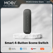 Tuya ZigBee nutikas stseenilüliti 4 nupuga kaasaskantav juhtmevaba kerge disain 12 stsenaariumiga kaugjuhtimispuldi automatiseerimine, akutoitel