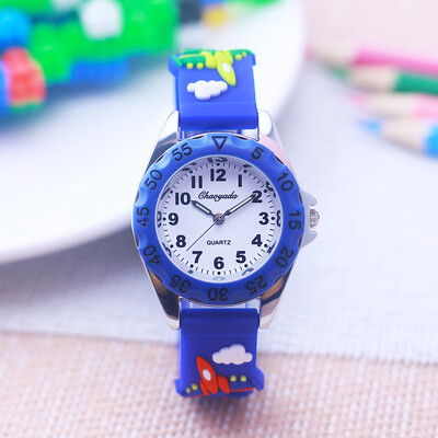 Fiúk Lányok Kicsi Gyerekek Menő Rajzfilm Repülő Helikopter Szilikon Szíjas Karórák Diákoknak Gyerekek Tanulási Idő Ünnepi ajándékok