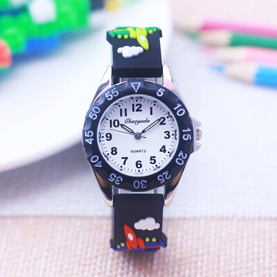 Fiúk Lányok Kicsi Gyerekek Menő Rajzfilm Repülő Helikopter Szilikon Szíjas Karórák Diákoknak Gyerekek Tanulási Idő Ünnepi ajándékok