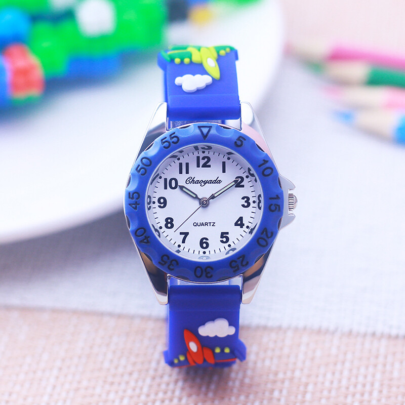 Fiúk Lányok Kicsi Gyerekek Menő Rajzfilm Repülő Helikopter Szilikon Szíjas Karórák Diákoknak Gyerekek Tanulási Idő Ünnepi ajándékok