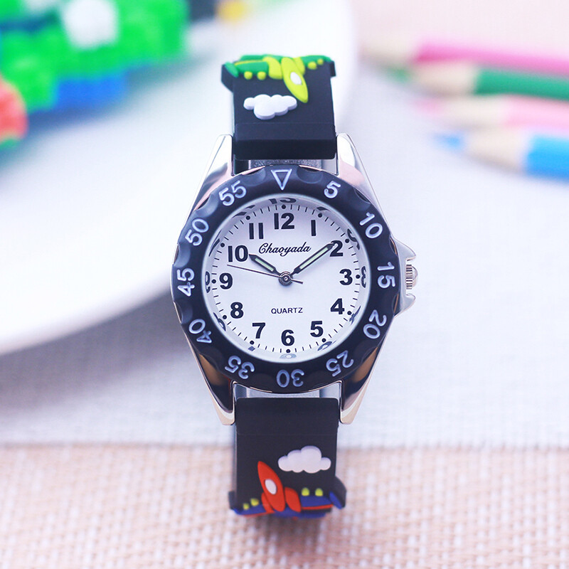 Fiúk Lányok Kicsi Gyerekek Menő Rajzfilm Repülő Helikopter Szilikon Szíjas Karórák Diákoknak Gyerekek Tanulási Idő Ünnepi ajándékok