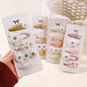 5 vnt./rinkinys Mini mergaičių plaukų segtukas Mielas gėlėtas zuikis princesės plaukų segtukas, skirtas mažytei mergaitei Puikūs kirpčiukai šoniniai plaukų aksesuarai