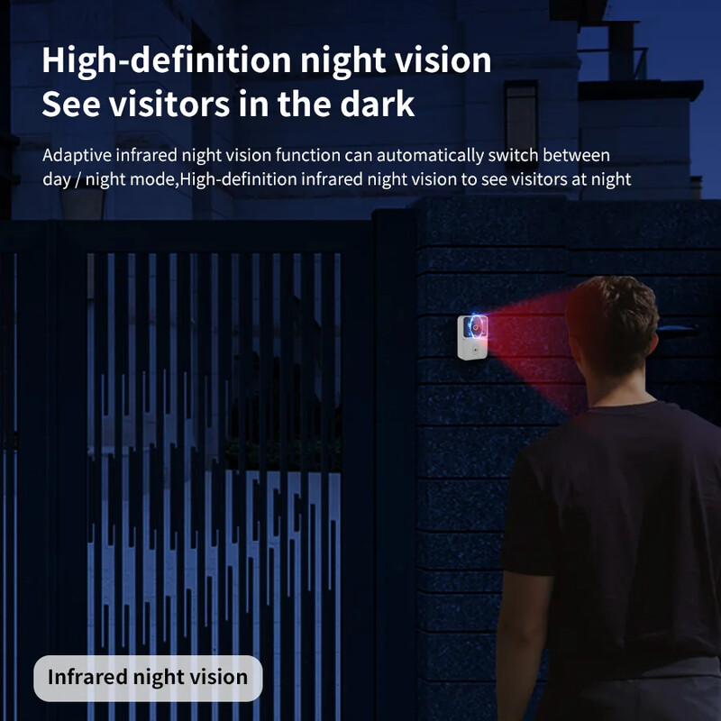 Tuya WiFi video durvju zvans bezvadu HD kamera PIR kustības noteikšanas IR trauksmes drošība, sveicam durvju zvans WiFi domofons viedajām mājām