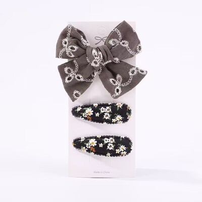 3 buc/lot agrafe de păr cu fundă de flori cu broderie agrafe de păr pentru copii, geometrice, dulci, accesorii de păr pentru fete, barete vintage din bumbac