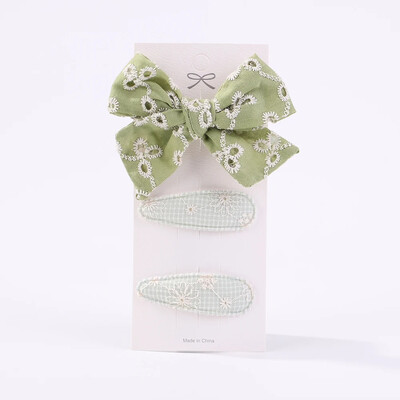 3 buc/lot agrafe de păr cu fundă de flori cu broderie agrafe de păr pentru copii, geometrice, dulci, accesorii de păr pentru fete, barete vintage din bumbac